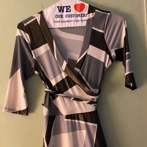 Black, gray and white dress